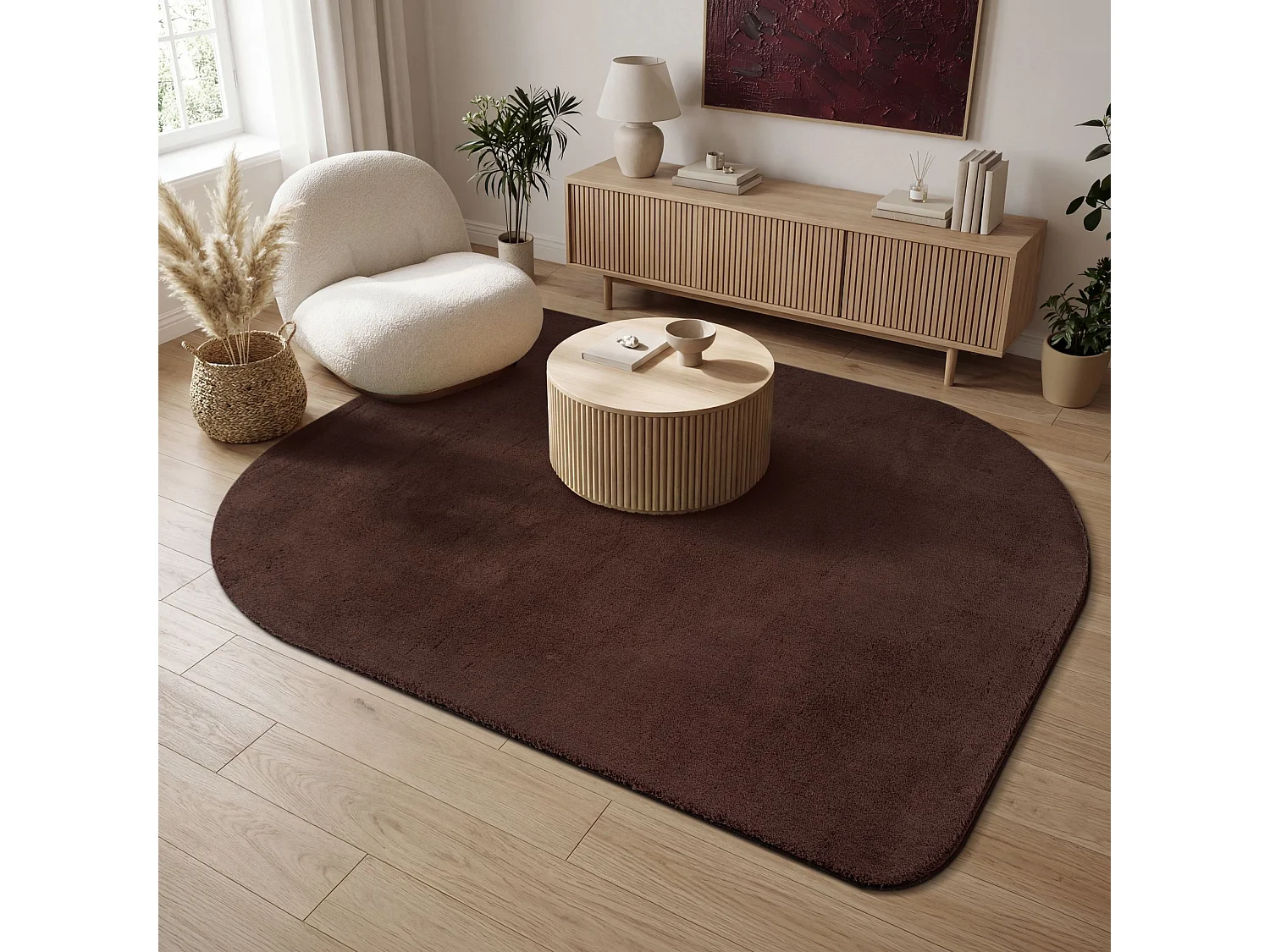 Teppich modern anti-rutsch waschbar, braun, 160 x 220 cm