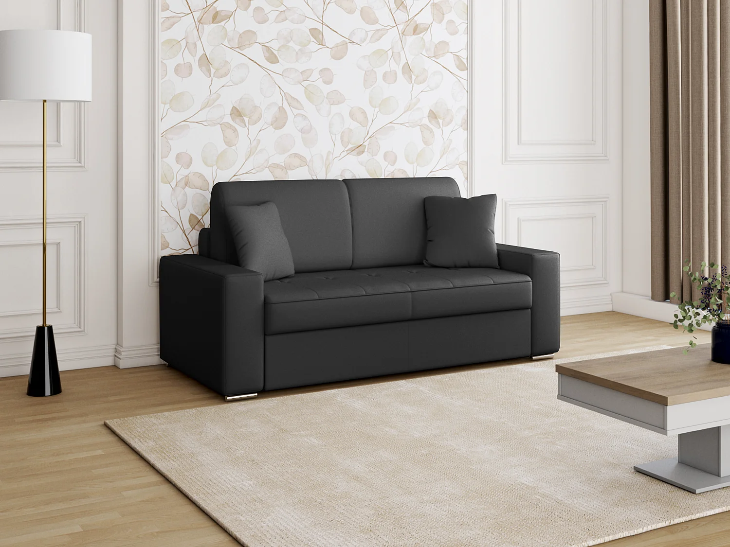 Schlafsofa 2er EMIR - Schwarz - Breite: 120cm